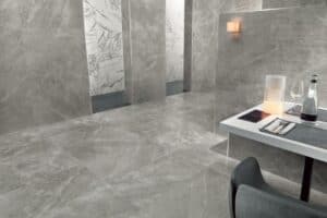 Grey cloud marble tile flooring