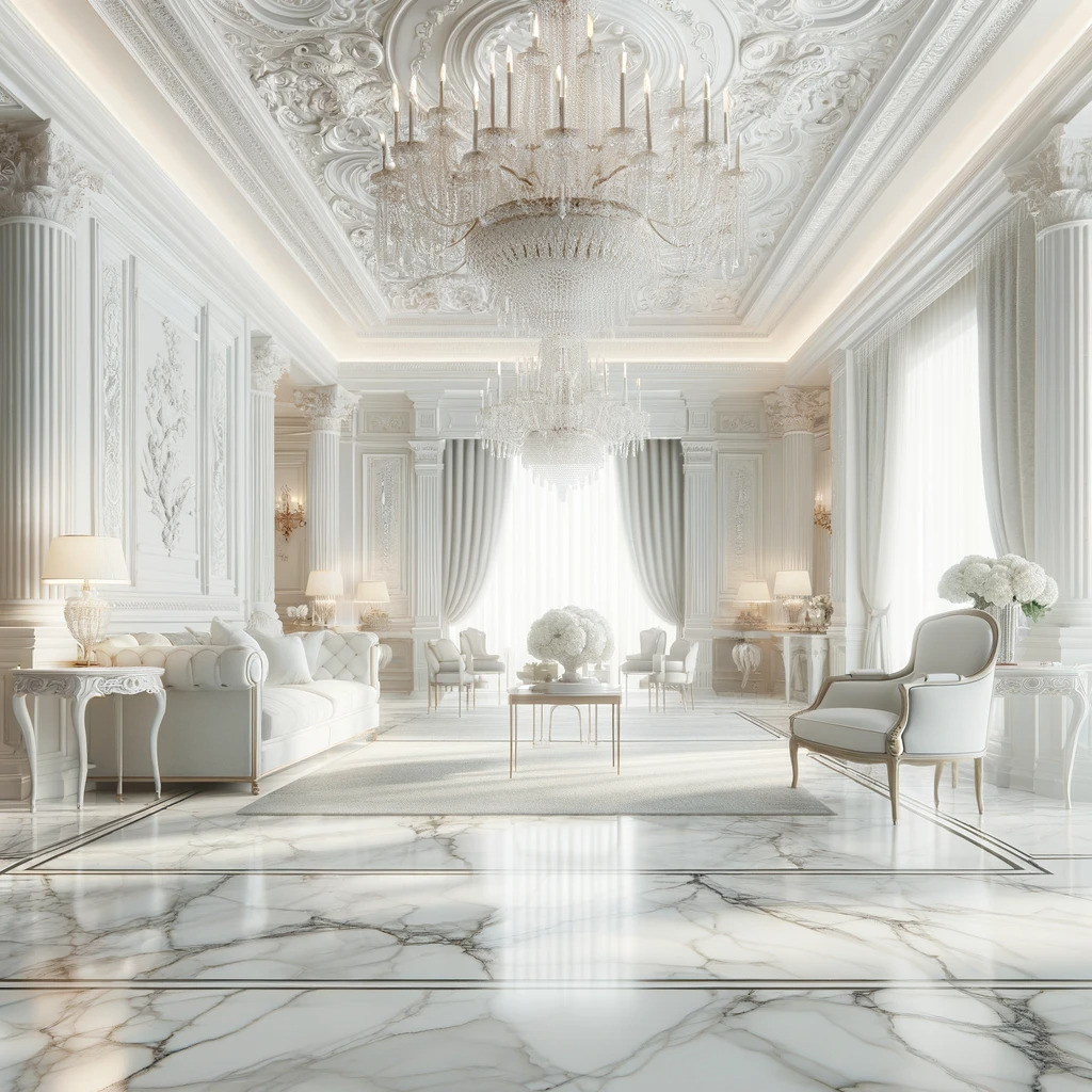White Marble Design For Floor Inspiration: Underfoot Elegance